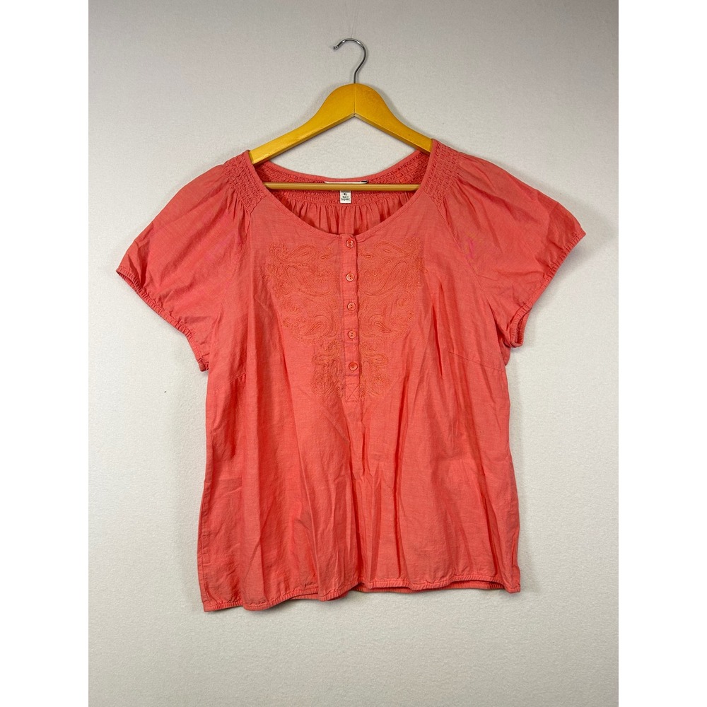 Boho Peasant Croft & Barrow Women XL Pink Blue Embroidered Smocked Blouse Bundle - Picture 5 of 11